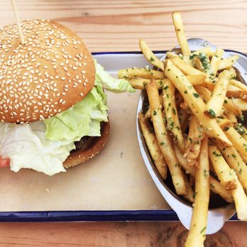 Joinery - The burger with garlic fries - American Near Me - Sausalito, California