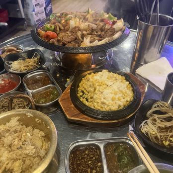 Seoul Belly - Cheese corn, soy eggs and rice and spicy pork belly and the small and large intestine - Barbeque Near Me - Artesia, California Seoul Belly - Cheese corn, soy eggs and rice and spicy pork belly and the small and large intestine - Barbeque Near Me - Artesia, California