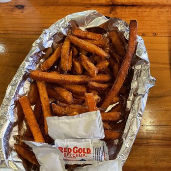The Pita Shop - Sweet potato fries! Big serving, fresh and HOT - Mediterranean Near Me - San Marcos, Texas