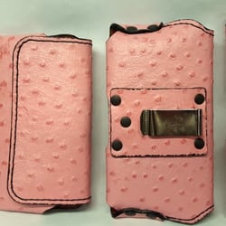 AGN Leather - Pink Ostrich Leather Pattern Mobile Phone Case