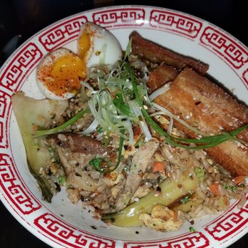 The Clever Koi - fried brown rice with pork belly, mushrooms, bok choy, and soft boiled egg - Asian Fusion Near Me - Phoenix, Arizona