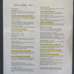 The Golf House Grill - Menu July 2024