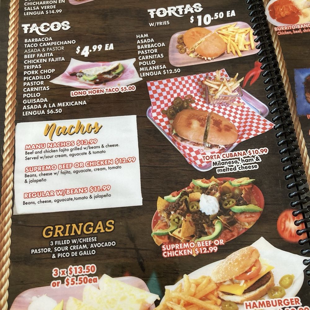 Taqueria Datapoint - Part of the menu - Mexican Near Me - San Antonio, Texas