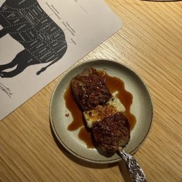 Wagyu leek skewer