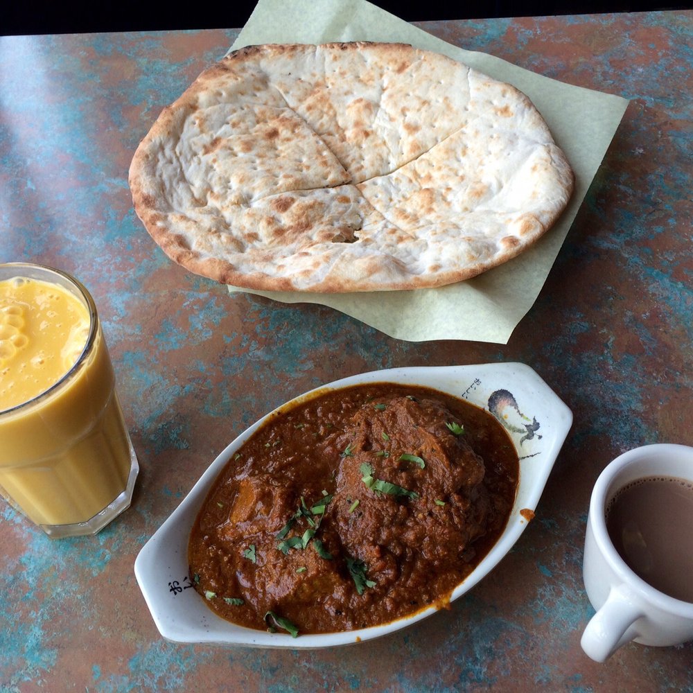 House of Curries - Achar gosht, naan, mango lassi, and complimentary chai tea - Indian Near Me - Berkeley, California