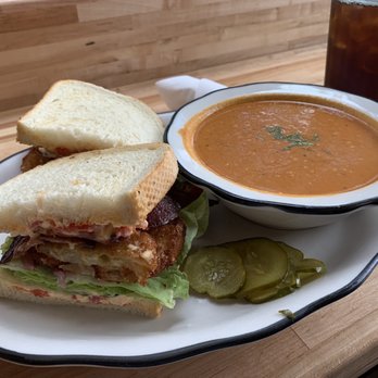 Hot Suppa - Fried green tomato BLT and a side of creamy tomato soup - Breakfast & Brunch Near Me - Portland, Maine Hot Suppa - Fried green tomato BLT and a side of creamy tomato soup - Breakfast & Brunch Near Me - Portland, Maine