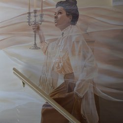 Discover Flagstaff - Mural of Mabel Milligan at the Milligan House.
