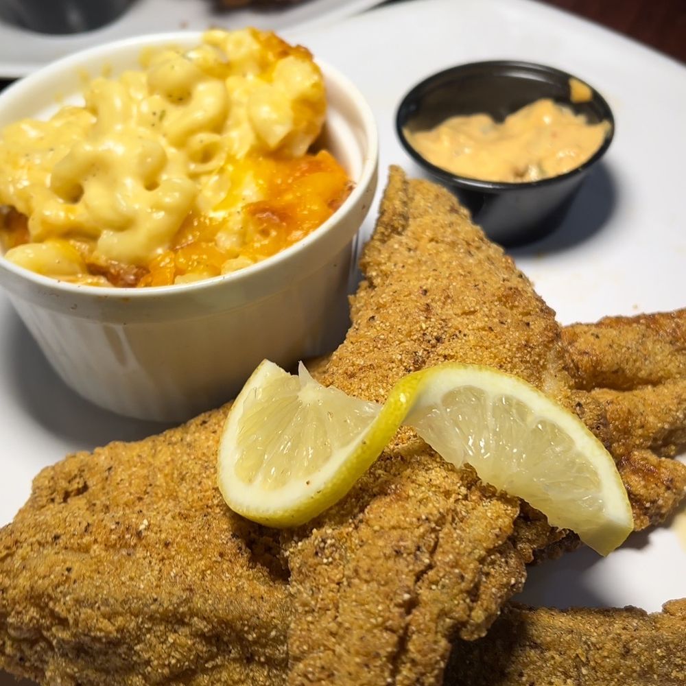 Southern Gourmet Kitchen - Taste of The South Fried Catfish W/ Baked Macaroni & Cheese - Southern Near Me - Plano, Texas Southern Gourmet Kitchen - Taste of The South Fried Catfish W/ Baked Macaroni & Cheese - Southern Near Me - Plano, Texas