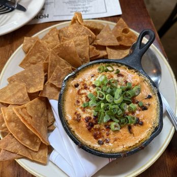 Monument Restaurant & Tavern - Chicken enchilada dip with tajin spiced tortilla chips - Bars Near Me - Boston, Massachusetts