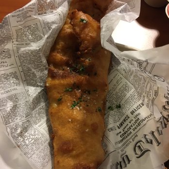 Garbo’s - fish and chips. huge piece of fish. wrapped in a newspaper style wrapping. cocktail sauce is yum. - Seafood Near Me - Austin, Texas Garbo’s - fish and chips. huge piece of fish. wrapped in a newspaper style wrapping. cocktail sauce is yum. - Seafood Near Me - Austin, Texas