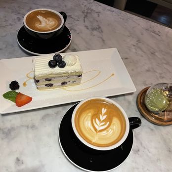 Caffe Concerto - Vanilla Latte, Hazelnut Latte, blueberry shortcake, pistachio and espresso macarons - Pizza Near Me - Los Angeles, California Caffe Concerto - Vanilla Latte, Hazelnut Latte, blueberry shortcake, pistachio and espresso macarons - Pizza Near Me - Los Angeles, California