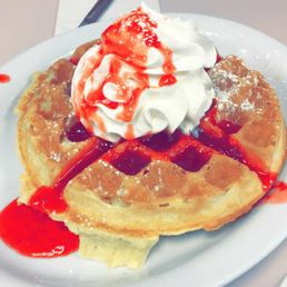 Belgian Waffle with Strawberry Topping