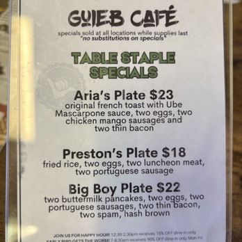 Guieb Cafe - Specials (March 2025) - peep the discounts!! - New American Near Me - Aiea, Hawaii