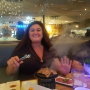 Photo of Blue Ocean Robata & Sushi Bar - Carlsbad, CA, United States. Daughter self barbecuing her delicious thin sliced steak