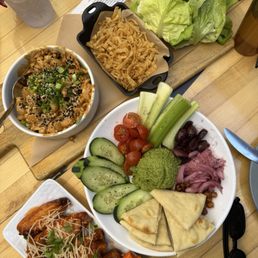 Green Hummus, Buffalo Wings, Chicken Lettuce Cups Green Hummus, Buffalo Wings, Chicken Lettuce Cups
