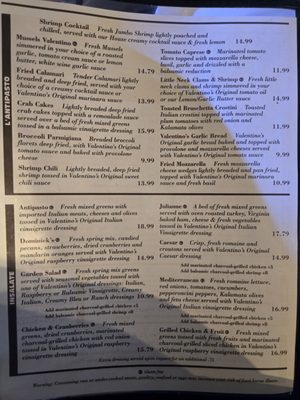 Menu photo 4 Valentino's Eatery Florence, AZ