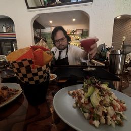 Ceviche and a custom drink Ceviche and a custom drink