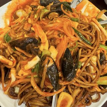 Zoong Guk Jib - Humongous portion of the Szechuan style jajangmyun (with seafood). It says portion is for 2, but it's more like for 3 adults. - Korean Near Me - Duluth, Georgia Zoong Guk Jib - Humongous portion of the Szechuan style jajangmyun (with seafood). It says portion is for 2, but it's more like for 3 adults. - Korean Near Me - Duluth, Georgia