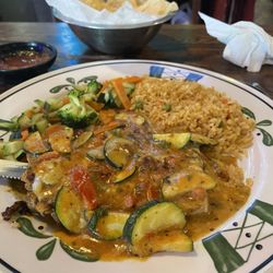 Riveras Salva Tex Mex - Chipotle zucchini chicken with rice and fresh veggies - delicious!