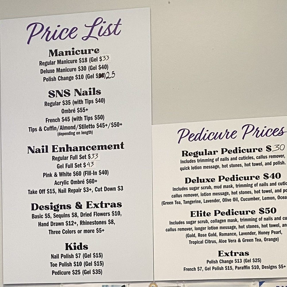 Price list on the wall Price list on the wall
