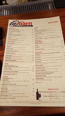 Menu photo 8 @ the barn restaurant Granby, CT