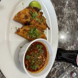 Point Arena Mexican Restaurant - Quesabirria tacos with the sauce