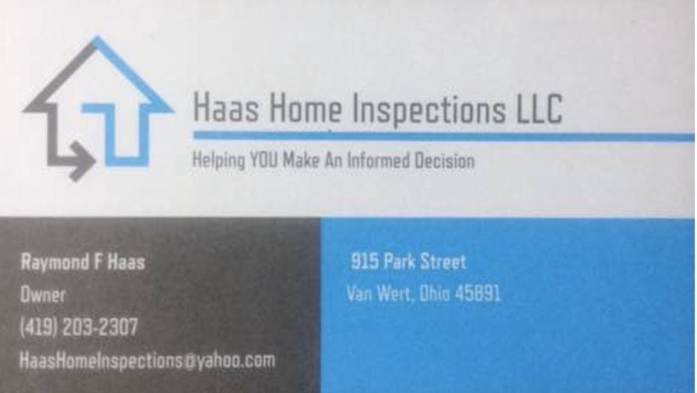 HAAS HOME INSPECTIONS Updated June 2024 915 Park St, Van Wert, Ohio Home Inspectors