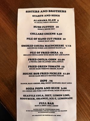 Menu photo 2 Sisters And Brothers Seattle, WA Menu photo 2 Sisters And Brothers Seattle, WA