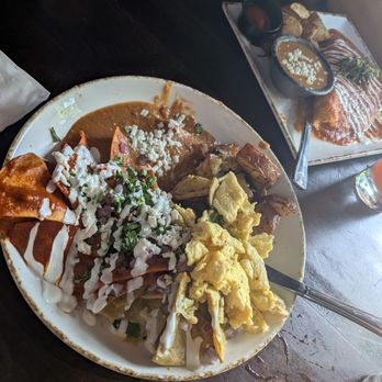 Clandestino Gastro-Bar - Red & green chilaquiles - Latin American Near Me - Azusa, California Clandestino Gastro-Bar - Red & green chilaquiles - Latin American Near Me - Azusa, California