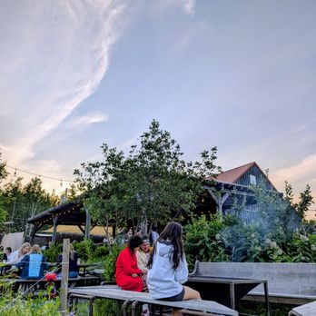 Sweet Pea's Cafe - You can sit by a fire pit as you wait for a table. - Cafes Near Me - Bar Harbor, Maine