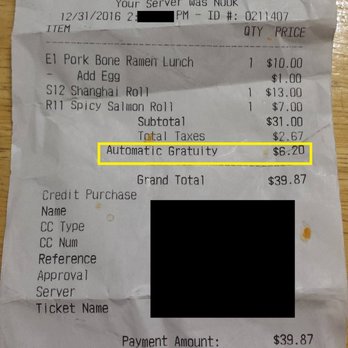 Blue Ocean - The waiter automatically added 20% tip on our checks for a party of 5. NOT ACCEPTABLE! - Cocktail Bars Near Me - St. Louis, Missouri Blue Ocean - The waiter automatically added 20% tip on our checks for a party of 5. NOT ACCEPTABLE! - Cocktail Bars Near Me - St. Louis, Missouri
