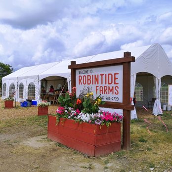 Robintide Farms - Robintide Farms - Main Tent with cashiers - Farms Near Me - Maple, Ontario