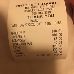Whitted's Liquor - Receipt