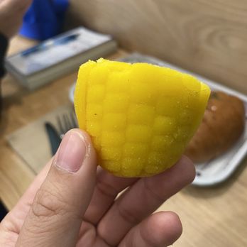 Smoking Tiger Coffee Lab - Corn Mochi w/cream filling + corn bits inside - Coffee & Tea Near Me - Gardena, California