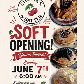 Cherries & Batter Breakfast Cafe - Soft opening - Pancakes Near Me - San Diego, California Cherries & Batter Breakfast Cafe - Soft opening - Pancakes Near Me - San Diego, California