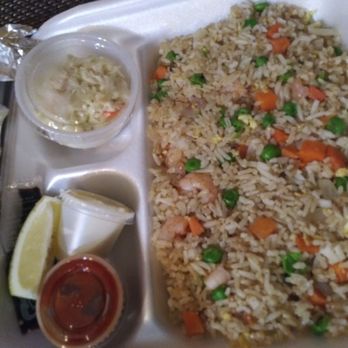 Captain Seafood Restaurant - Fried Rice with coleslaw side. - Seafood Near Me - Houston, Texas