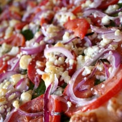 Pies & Pints - Worthington, OH - Spinach Garlic Pie - Spinach, red onions, gorgonzola, fresh garlic & roma tomatoes