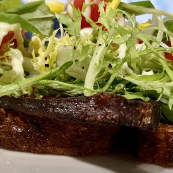 Mesa Provisions - Tomato toast (see giant slab of bacon) - New American Near Me - Albuquerque, New Mexico
