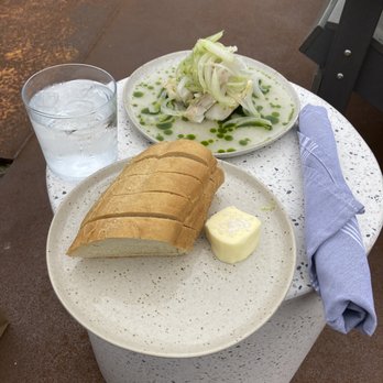 The Knot Bar - Pickled tre fin rockfish and bread at The Knot Bar in Astoria.  © 2023 Karen Johanson - Scandinavian Near Me - Astoria, Oregon