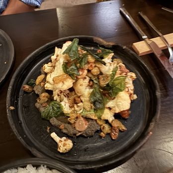 Jun - Cauliflower with eggplant, black garlic yogurt and hazelnut vinaigrette - New American Near Me - Houston, Texas