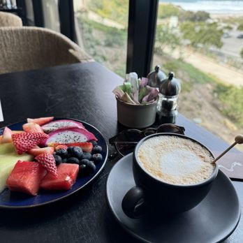 VAGA Restaurant & Bar - Cappuccino + Side of Fruits - Latin American Near Me - Encinitas, California