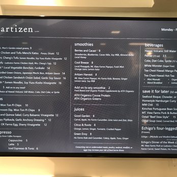 Artizen - Menu - Cafes Near Me - Honolulu, Hawaii Artizen - Menu - Cafes Near Me - Honolulu, Hawaii