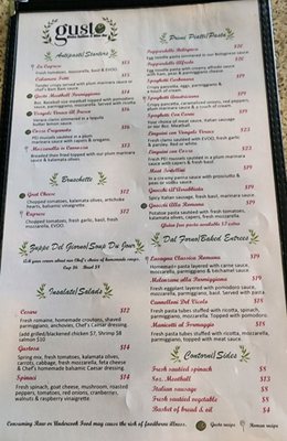 Menu photo 1 Gusto Bistro & Wine Bar St. Augustine, FL Menu photo 1 Gusto Bistro & Wine Bar St. Augustine, FL