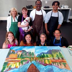 Stir Up the Paint - Our team with our collaborative masterpiece