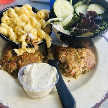 The Grumpy Monk - Crab cakes, Mac and cheese, and salad - Bars Near Me - Myrtle Beach, South Carolina