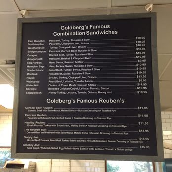 Goldberg's - A menu of sandwich choices.....but $11? - Bagels Near Me - East Hampton, New York