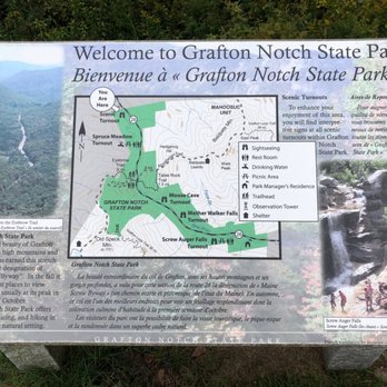 Grafton Notch State Park - Welcome sign and Map - Hiking Near Me - Newry, Maine