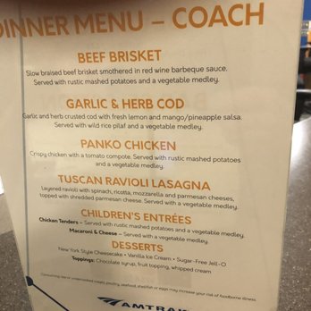 Amtrak Autotrain - Menu we did not get and never will - Train Stations Near Me - Lorton, Virginia