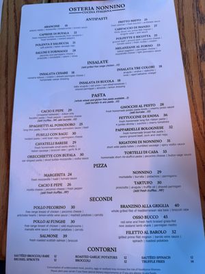 Menu photo 1 Osteria Nonnino New York, NY Menu photo 1 Osteria Nonnino New York, NY