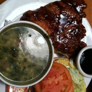 Turtle Jack's - Big Wing Sandwich with honey Garlic wing sauce.  And Italian wedding soup. - American Near Me - Kitchener, Ontario